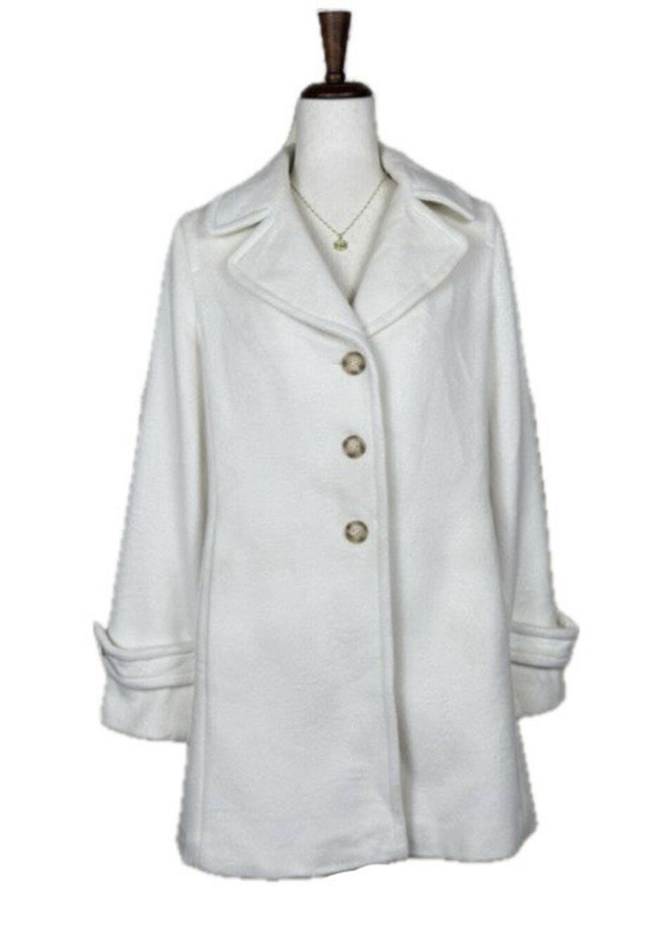 Talbots | Women’s Wool & Angora Blend Peacoat Cream Ivory Lined Jacket Size 12